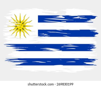 Flag of Uruguay. Painted brush colored inks. Symbol Independence Day National Patriotic Travel Country Background Grunge Paint Stock Vector Icon Logo Picture Image Illustration Political