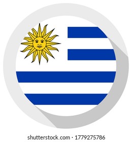 Flag of uruguay, round shape icon on white background, vector illustration