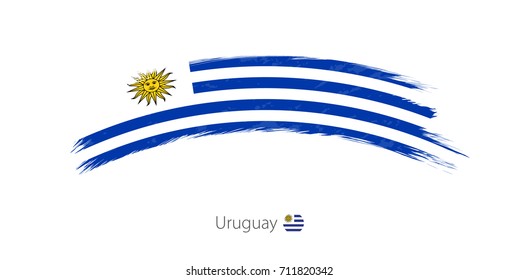 Flag of Uruguay in rounded grunge brush stroke. Vector illustration.