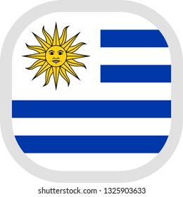 Flag of Uruguay. Rounded square icon on white background, vector illustration.