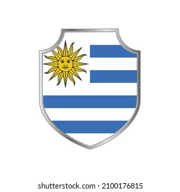 Flag of Uruguay with silver frame