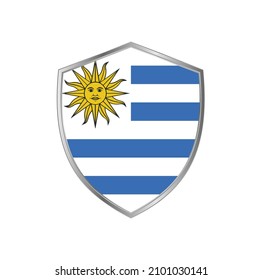 Flag of Uruguay with silver frame