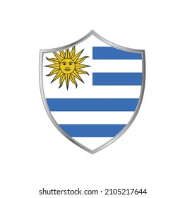 Flagge Uruguays mit silbernem Rahmen