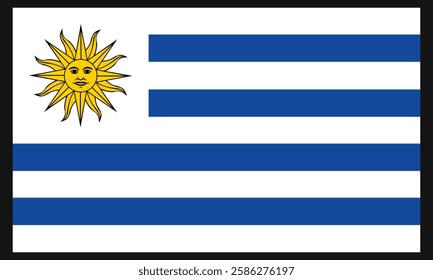 Flag of Uruguay. Vector. Accurate dimensions, elements proportions and colors.