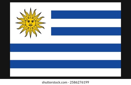 Flag of Uruguay. Vector. Accurate dimensions, elements proportions and colors.