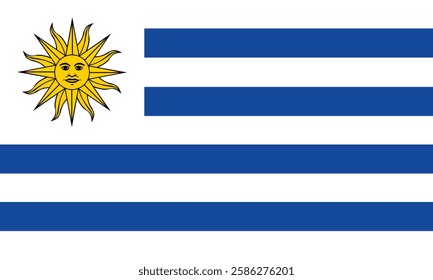 Flag of Uruguay. Vector. Accurate dimensions, elements proportions and colors.