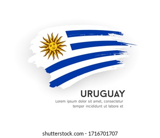 Flag of Uruguay vector brush stroke design isolated on white background, illustration