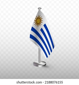 Flag of Uruguay . Vector illustration of a flag with flagpole on a transparent background (PNG).