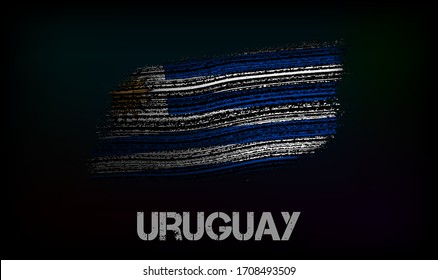 Flag of the Uruguay. Vector illustration in grunge style with cracks and abrasions. Good image for print