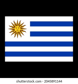 
Bandera de la ilustración vectorial de Uruguay sobre fondo negro