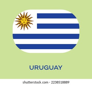 Flag of Uruguay, Uruguay flag vector illustration, Uruguay flag in rounded corner, Button style Uruguay flag.