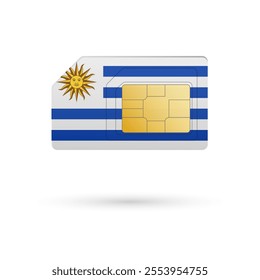 Flag of Uruguay. Vector illustration of SIM Card with flag on white background