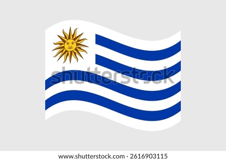 Flag of Uruguay. Uruguay wavy flag digital vector illustration.