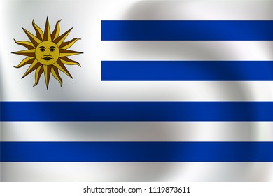 Flag of Uruquay with a little Waving, Shading & Flag Colors separated layers - Vector Illustration.
