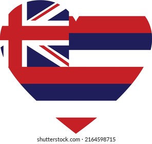 Flag of US federal state of Hawaii Islands within a heart shape
