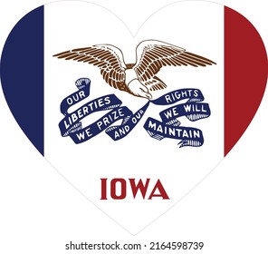 Flag of US federal state of Iowa within a heart shape