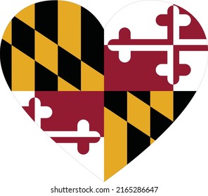 Flag of US federal state of Maryland within a heart shape