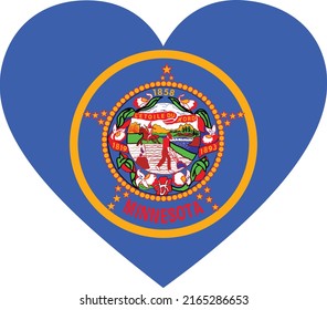 Flag of US federal state of Minnesota within a heart shape