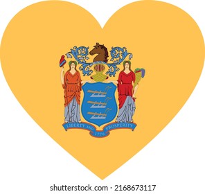 Flag of US federal state of New Jersey within a heart shape