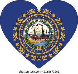 Flag of US federal state of New Hampshire within a heart shape