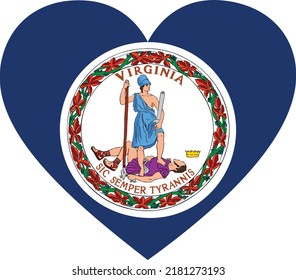 Flag of US federal state of Virginia within a heart shape