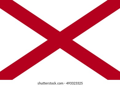 Flag of the US state of Alabama in correct size, proportions and colors. Alabamian official symbol. American patriotic element. USA banner. United States of America background. Vector illustration