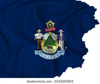 Flag of the US State of Maine vector with torn edges on a transparent background