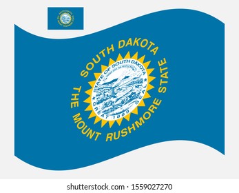 Flag of the US state of South Dakota waving Vector illustration Eps 10