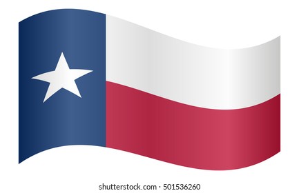 Flag of the US state of Texas waving on white background, vector illustration. Texan official flag, symbol. American patriotic element. USA banner. United States of America background.