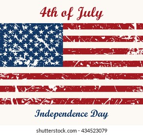 Flag USA. 4th of July. Independence Day Vector Design. July Fourth. Grunge background with place for text design concept for greeting card, banner, flyer, poster