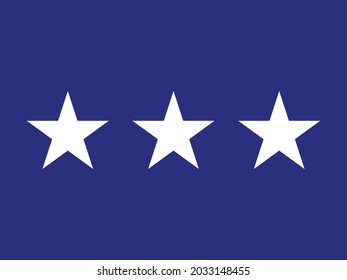 The flag of a USA airforce Lieutenant General of a tri of white stars set over a red background