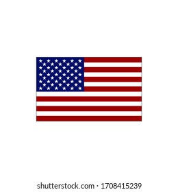 Flag of USA, America or Independence day icon flat style on an isolated white background. EPS 10 vector