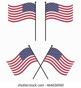 flag USA American flags flag USA waving set vector