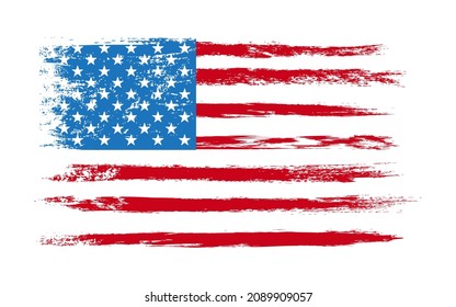 Flag of USA. American flag in grunge style on white background, independence, memorial, president day