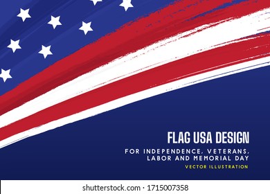 flag USA background design for independence, veterans, labor, memorial day background. vector illustration
