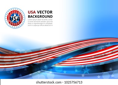 Flag of USA background for independence, veterans, memorial, national day and other events, Vector illustration Wavy Design