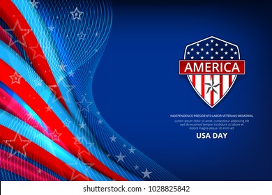 Flag of USA background for independence, veterans, labor, memorial day and other events, Vector illustration Design
