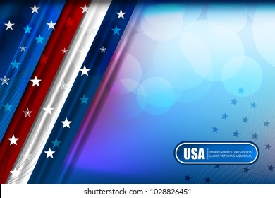 Flag of USA background for independence, veterans, labor, memorial day and other events, Vector illustration Design