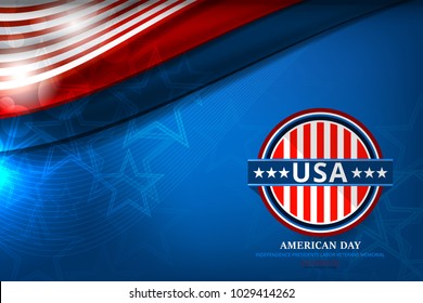 Flag of USA background for independence, veterans, labor, memorial day and other events, Vector illustration Design