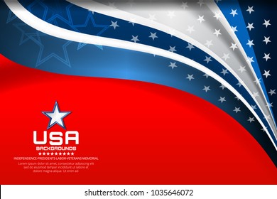 Flag of USA background for independence, veterans, labor, memorial day and other events, Vector illustration Design