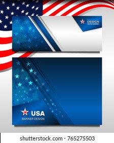 Flag of USA background for independence, veterans, memorial day and other events, Vector illustration Banner Design