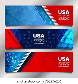 Flag of USA background for independence, veterans, memorial day and other events, Vector illustration Banner Design