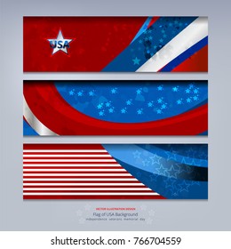 Flag of USA background for independence, veterans, memorial day and other events, Vector illustration Banner Design