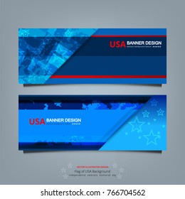 Flag of USA background for independence, veterans, memorial day and other events, Vector illustration Banner Design