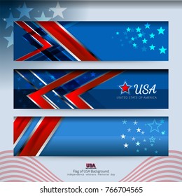 Flag of USA background for independence, veterans, memorial day and other events, Vector illustration Banner Design