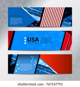 Flag of USA background for independence, veterans, memorial day and other events, Vector illustration Banner Design