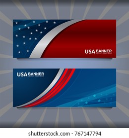 Flag of USA background for independence, veterans, memorial day and other events, Vector illustration Banner Design
