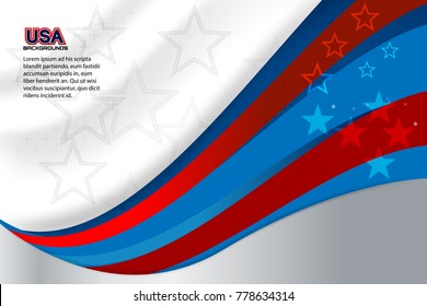 Flag of USA background for independence, veterans, memorial day and other events, Vector illustration Design