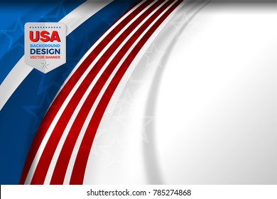 Flag of USA background for independence, veterans, memorial day and other events, Vector illustration Design