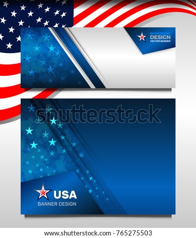 Flag of USA background for independence, veterans, memorial day and other events, Vector illustration Banner Design